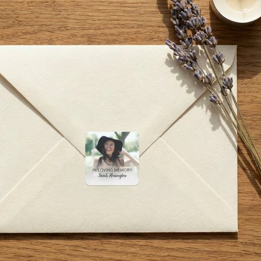 Modern In Loving Memory | Photo Memorial スクエアシール