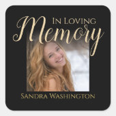 Modern In Loving Memory | Photo Memorial Button スクエアシール (正面)