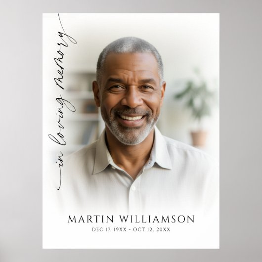 Modern In Loving Memory Photo Script Funeral Foam ポスター (正面)