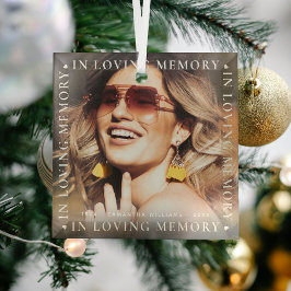 Modern 'In Loving Memory' Tribute Photo Glass Orna ガラスオーナメント