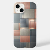 Modern Industrial Metallic Block Pattern Copper an Case-Mate iPhoneケース (裏面)