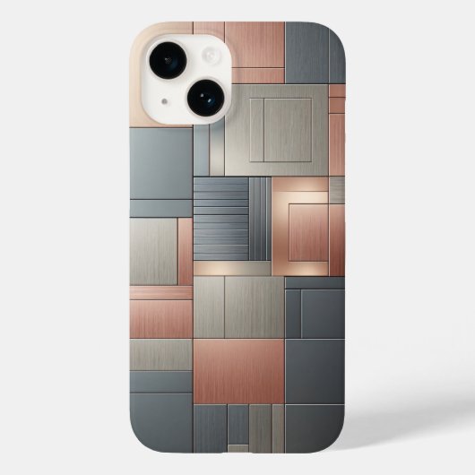 Modern Industrial Metallic Block Pattern Copper an Case-Mate iPhoneケース (裏面)