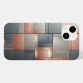 Modern Industrial Metallic Block Pattern Copper an Case-Mate iPhoneケース (裏面 (横))