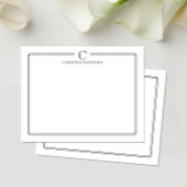 Modern Initial Black and White Border Stationery ノートカード
