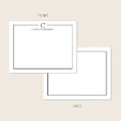 Modern Initial Black and White Border Stationery ノートカード