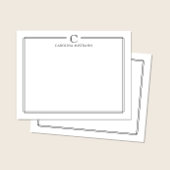 Modern Initial Black and White Border Stationery ノートカード