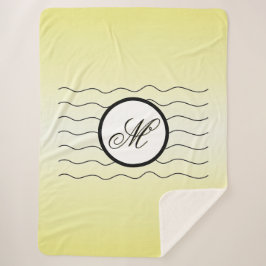 Modern Initial Butter Yellow Ombré With Black Text シェルパブランケット