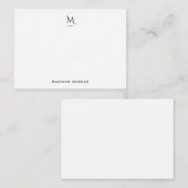 Modern Initial Letterpress Simple Black ノートカード (正面/裏面)