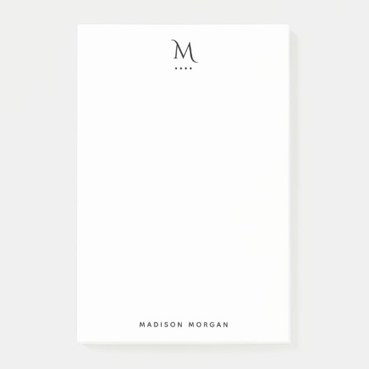 Modern Initial Letterpress Simple Black ポストイット (正面)