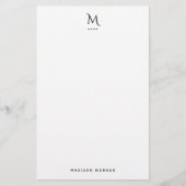 Modern Initial Letterpress Simple Black 便箋 (正面)