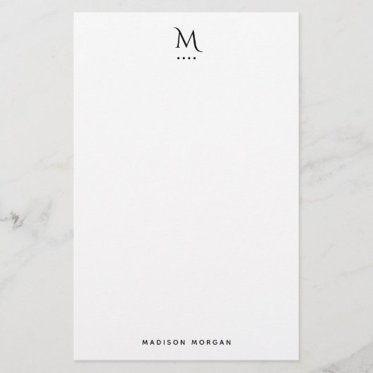 Modern Initial Letterpress Simple Black 便箋 (正面)