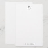 Modern Initial Letterpress Simple Black 便箋 (正面/裏面)