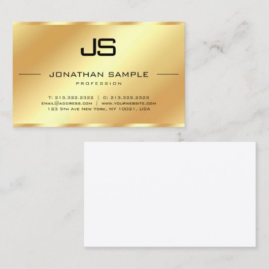 Modern Initial Monogram Professional Gold Template 名刺 (正面/裏面)