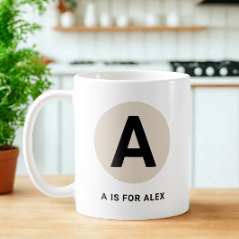 Modern Initial Mug – “A is for [Name]” Design コーヒーマグカップ