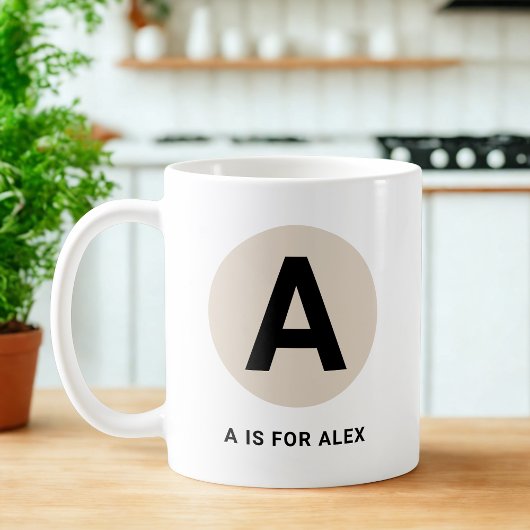 Modern Initial Mug – “A is for [Name]” Design コーヒーマグカップ