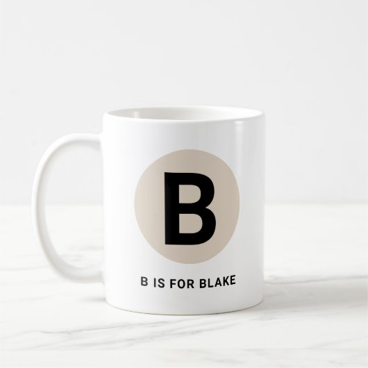 Modern Initial Mug – “B is for [Name]” Design コーヒーマグカップ (左)