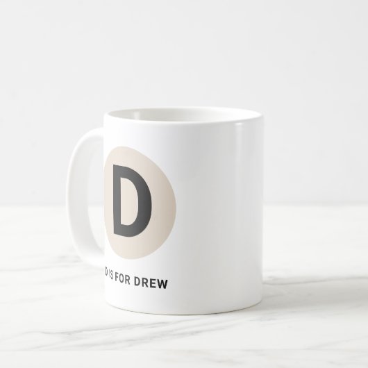 Modern Initial Mug – “D is for [Name]” Design コーヒーマグカップ (正面左)