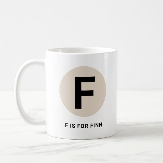Modern Initial Mug – “F is for [Name]” Design コーヒーマグカップ (左)