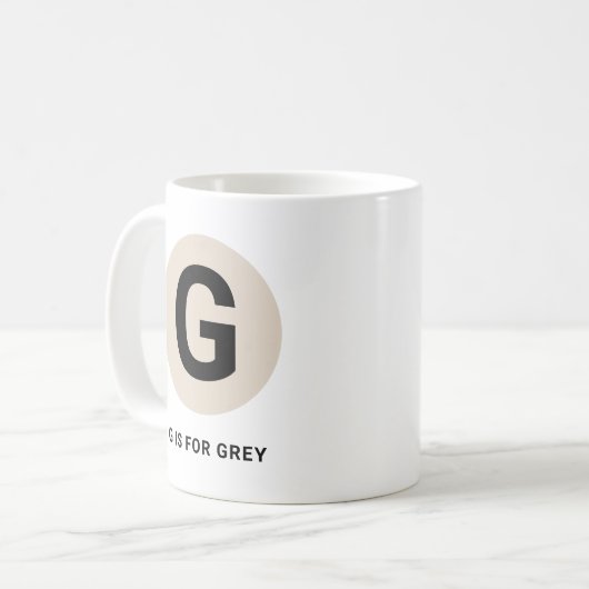 Modern Initial Mug – “G is for [Name]” Design コーヒーマグカップ (正面左)