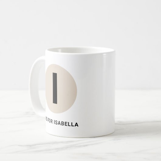 Modern Initial Mug – “I is for [Name]” Design コーヒーマグカップ (正面左)