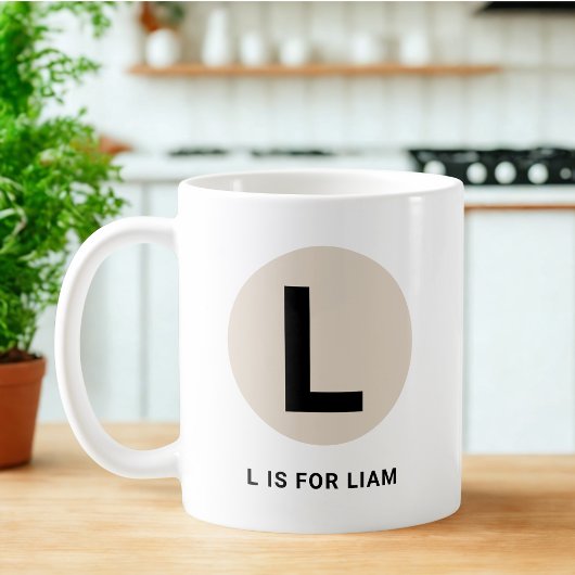 Modern Initial Mug – “L is for [Name]” Design コーヒーマグカップ