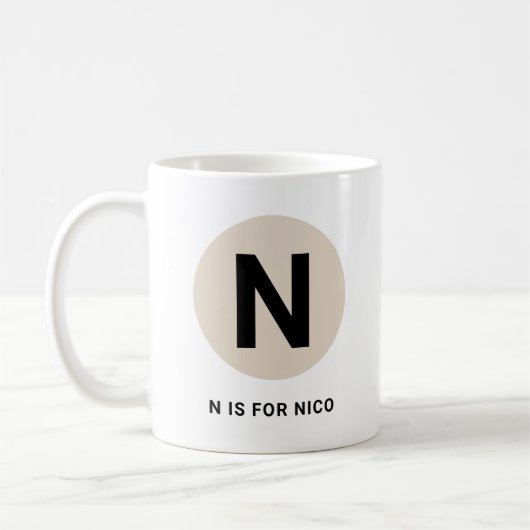 Modern Initial Mug – “N is for [Name]” Design コーヒーマグカップ (左)