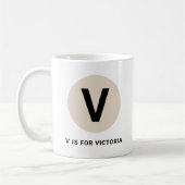 Modern Initial Mug – “V is for [Name]” Design コーヒーマグカップ (左)
