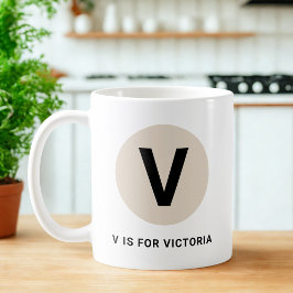 Modern Initial Mug – “V is for [Name]” Design コーヒーマグカップ