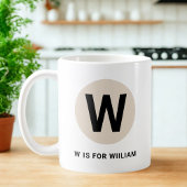 Modern Initial Mug – “W is for [Name]” Design コーヒーマグカップ