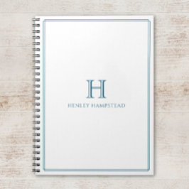 Modern Initial Patina Blue Border ノートブック