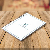 Modern Initial Patina Blue Border ノートブック