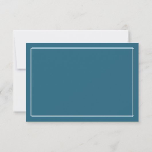 Modern Initial Patina Blue Border Stationery ノートカード (裏面)