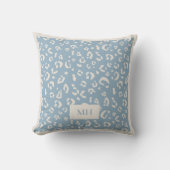 Modern  Initials Blue Leopard Spots Print Monogram クッション (正面)