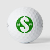 Modern Initials Fun Green Money Custom Monogram ゴルフボール (正面)