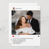 Modern Instagram Frame Custom Photo Wedding  招待状 (正面/裏面)