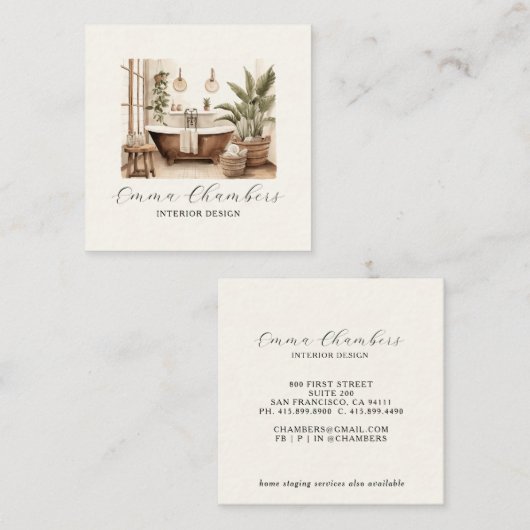 Modern Interior Designer スクエア名刺 (正面/裏面)