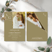 Modern Intersecting Lines Photo Wedding Invitation 招待状