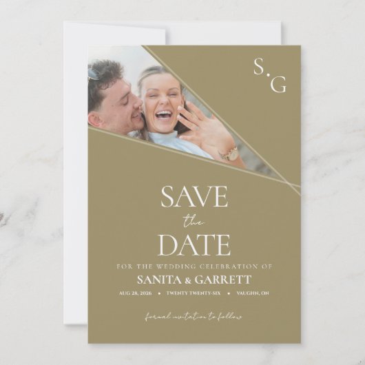 Modern Intersecting Lines Save The Date Card 招待状 (正面)