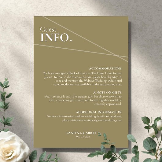 Modern Intersecting Lines Wedding Guest Info Card エンクロージャーカード