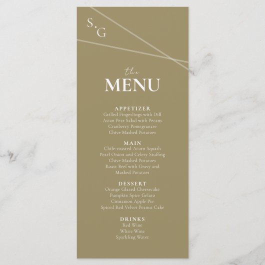 Modern Intersecting Lines Wedding Menu メニュー (正面)