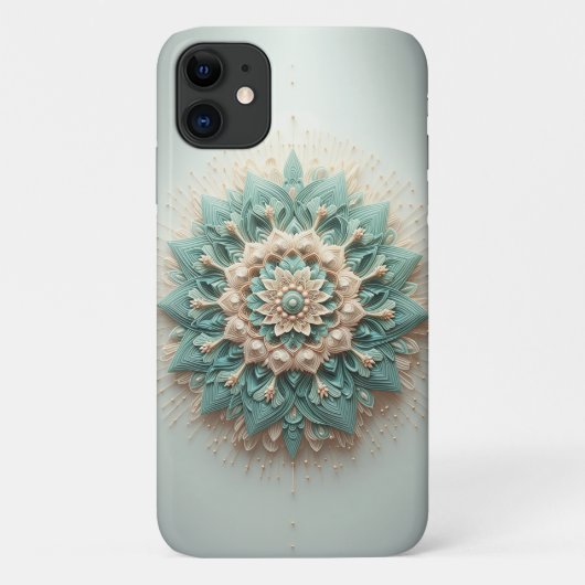 Modern Intricate Layered Bloom - Elegant Teal & Cr Case-Mate iPhoneケース (裏面)
