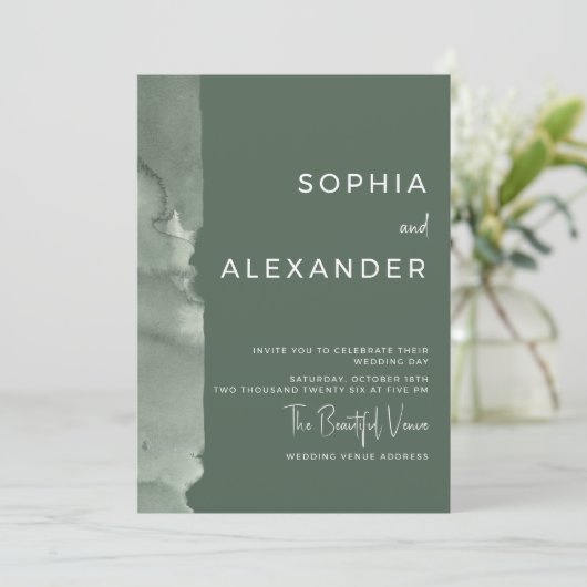 Modern Invitation Watercolor Wedding.   招待状 (スタンド正面)