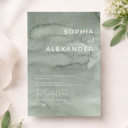 Modern Invitation Watercolor Wedding.   招待状