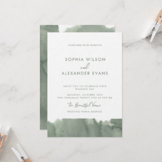 Modern Invitation Watercolor Wedding. 招待状