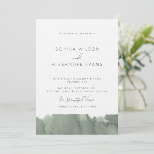 Modern Invitation Watercolor Wedding. 招待状 (スタンド正面)