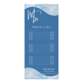 Modern Iridescent Blue Gradient Price List ラックカード (正面)
