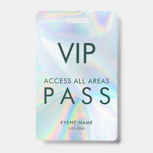 Modern Iridescent Holographic VIP All Access Pass バッジ (表面)