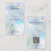 Modern Iridescent Minimalist QR Code Hair Salon 予約カード (正面/裏面)