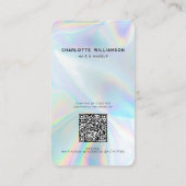 Modern Iridescent Minimalist QR Code Hair Salon 予約カード (裏面)