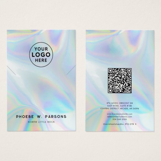 Modern Iridescent QR Code Necklace Jewellery (正面&裏面)